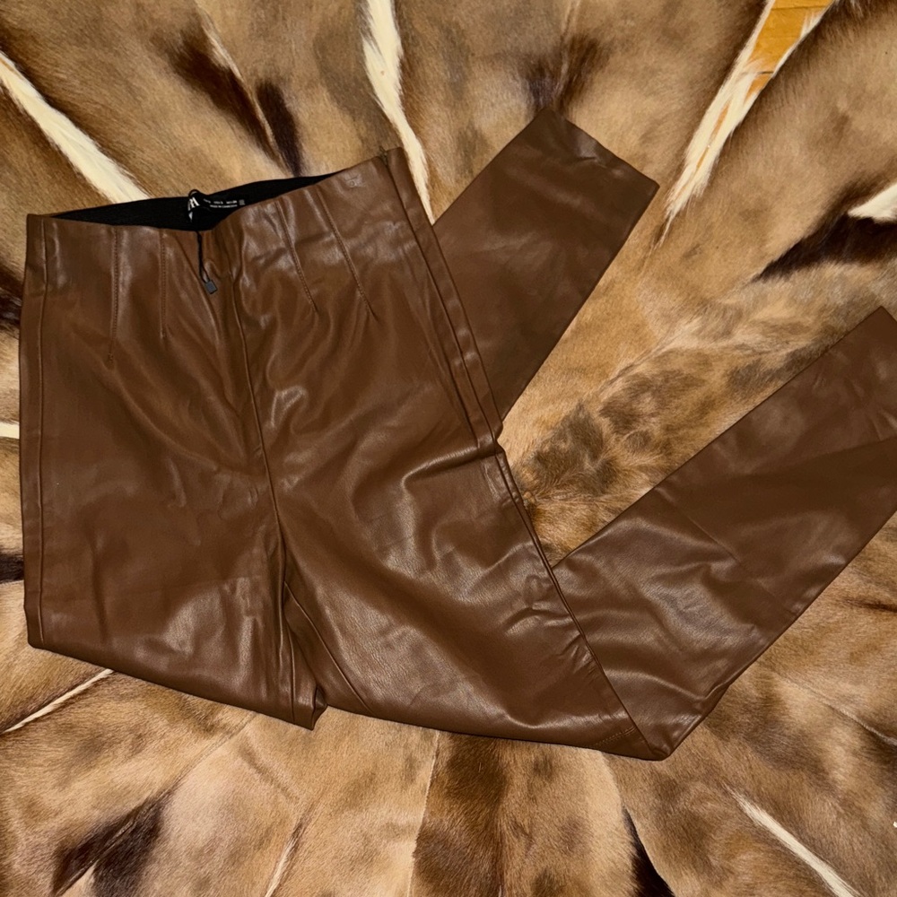 Brown Faux Leather Pants